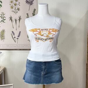 Vintage Y2k Harley Davidson Ride Eagle Wings Graphic Cami Top Biker Grunge M L